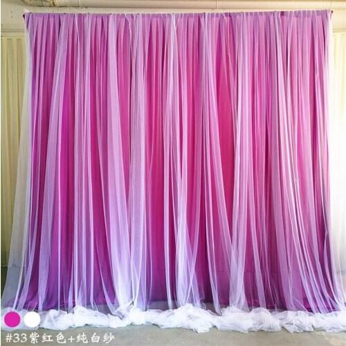 Wedding backdrop curtain event party decor customized wedding stage background ice silk drape backdrop with organza