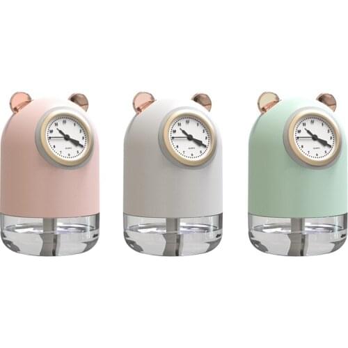 Cute Bear Air Humidifier With Clock Electric Humidifier Diffuser USB Charging Air Freshener Mist Maker For Home