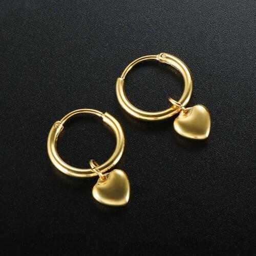 ZMFashion Small Heart Hoop Earrings For Women Simple Personality Stainless Steel Love Earring Hip-Hop Steampunk Jewelry Gifts