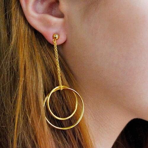 1Pair Trendy Punk Hip Hop Earrings Smooth Large Hoop Circle Long Metal Earrings for Women Statement Party Jewelry