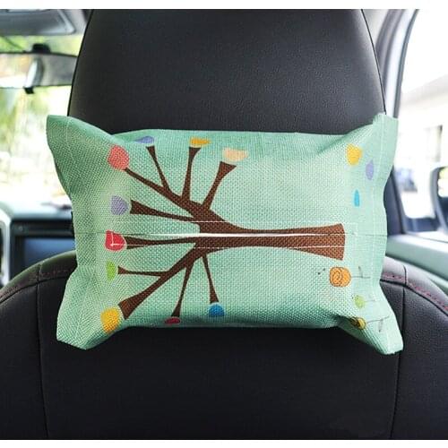 1pc Cute Cartoon Car Tissue Holder Back Hanging Tissue Box Covers Box Container Towel Napkin Papers Bag Holder Box Case Pouch
