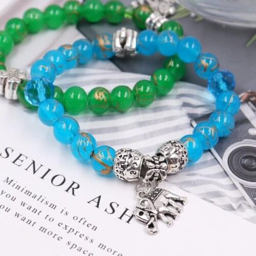 1PCS/LOT New Printing Glass Bracelet Wholesale Small Jewelry Animal Alloy Pendant Beading Harajuku Style Bracelet