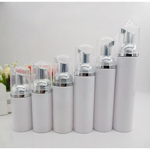 10pcs Plastic Foam Bottle with Silver Color Pump Empty Travel Foaming Dispensers for Soap Shampoo 30/50/70/80/100ml
