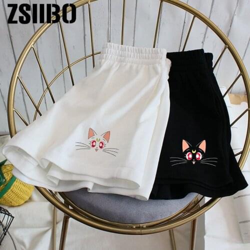 2021 summer new style womens animated pet wide-leg sports casual shorts, womens loose fit shorts, womens high-waist shorts