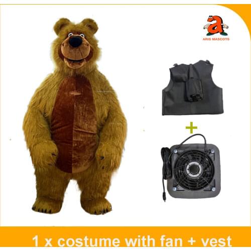 Giant Inflatable Mash Bear Mascot Costume for Event Party Blow Up Bear Suit Ful Body Adult Plush Fancy Dress Carnival Outfits