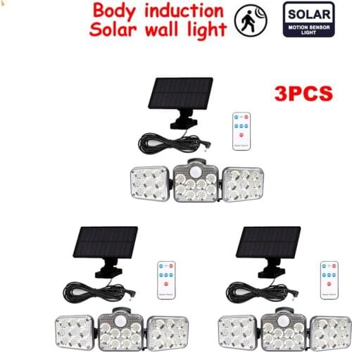 3pcs 138 led seperable remote Solar Light Outdoor Solar Lamp Motion Sensor SunLight solar Street Lamp Spotlight Garden Decoratio