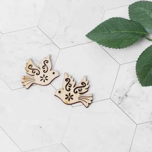 50pcs Cut Wood Peace Pigeon Embellishment Wooden Shape Craft Wedding Decor