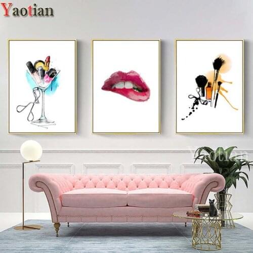 5d Diamond Painting Wall Art Abstract Fashion Make Up Tools Nordic Room Decoration Diamond Embroidery Mosaic 3Pcs/Set