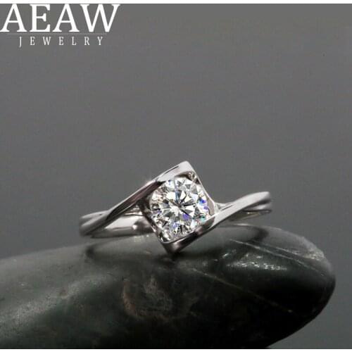 AEAW 14k White Gold 0.30ct Round Cut HTHP Lab Grow diamond Real diamond ring Engagement Ring side Heart Style Wedding Ring
