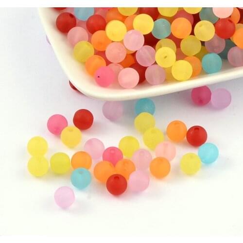 6-8mm Frosted Effect Mixed Color Acrylic round Beads Scattered Beads Handmade Beaded Material DIY Ornament Accessories
