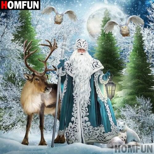 HOMFUN Diamond Painting Cross Stitch Pattern 5D Diamond Embroidery "Santa Claus deer fox" Home Decor DIY diamond Art A00053