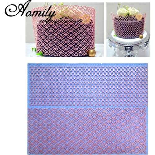 Aomily 2 In 1 Mesh Circle Hollow Shape Lace Silicone Mold Wedding Cake Flower Border Decoration Fondant Cake Surround Baking Mat