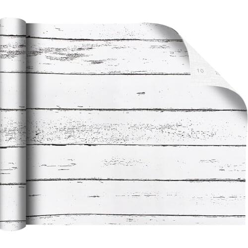 Bocun White Grey Wood Wallpaper Self Adhesive Paper Removable Wood Peel and Stick Wallpaper Decorative Wall Covering For Bedroom