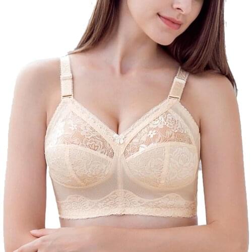 Womens Wireless Plus Size Non Padded Floral Lace Comfortable Bra 32 34 36 38 40 42 44 46 B C D E F G H