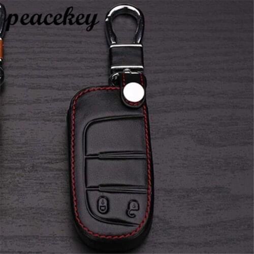 Peacekey genuine leather car key cover case For Jeep Renegade 2014 2015 Grand Cherokee Chrysler 300C Freemont Auto accessories