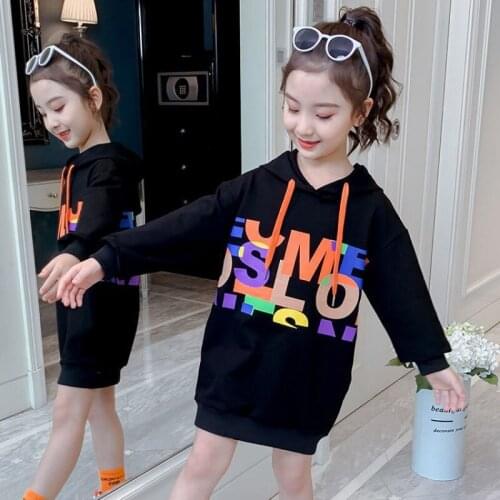 Kids Girl Streetwear Clothing Autumn Spring Winter Fashion Letter Print Long Sweatshirt Hip Hop Children Hoodies Costume Outfit