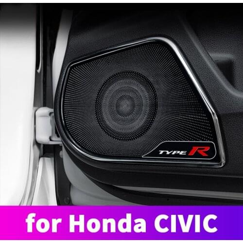 Door stainless steel speaker audio decorative frame decoration modification accessories For Honda Civic 10th 2016 2017 2018 2019