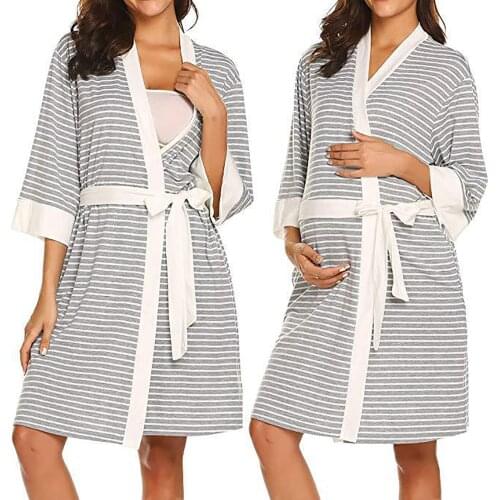 Maternity Robe Pajamas Pregnancy Loose Nursing Pajamas Pregnant Women Nightwear For Breastfeeding Nightgown Nightdress Sleepwear