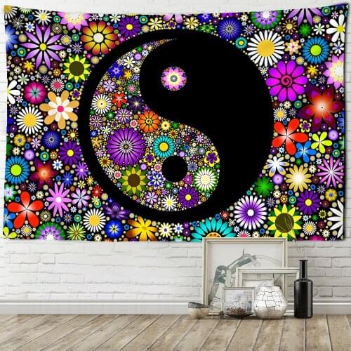 Indian Mandala Tapestry Wall Hanging Tai Chi Psychedelic Abstract Bohemian Hippie Witchcraft Travel Mattress Home Decor