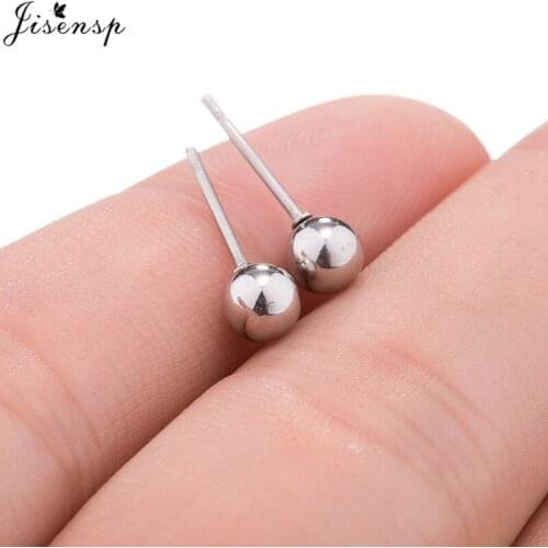 Jisensp 2019 New Fashion Stud Earrings for Women Everyday Jewelry Simple Round Ball Earrings Geometric Ear Studs Kids Gift