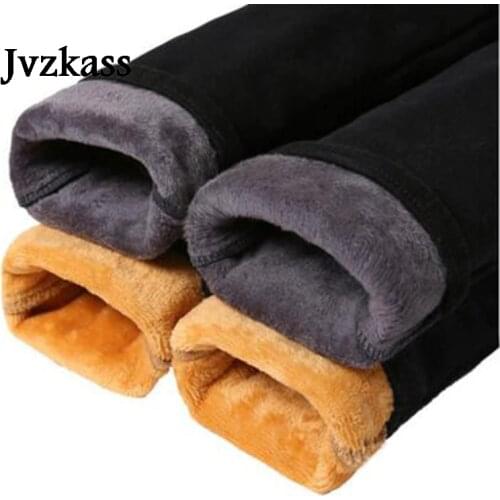Jvzkass autumn and winter high waist plus velvet jeans womens trousers thickening pants to keep warm feet pencil pants Z249