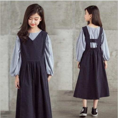 Baby Girl Clothes Sets 2021 Spring Teen Girls Clothing Long Sleeved T-shirt And Dresses 2 Pcs Sets Girls Designer Clothes