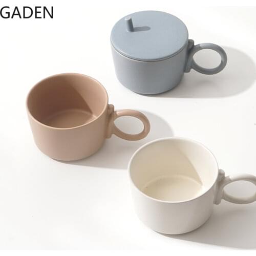 Creative Ceramic Mug with Lid European-style Household Coffee Cup Living Room Coffee Table Drinking Utensils Desktop Decoration