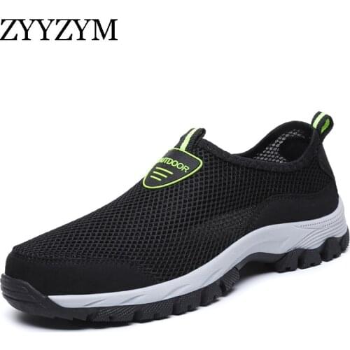 ZYYZYM Shoes Men Casual Shoes Mesh Summer Footwear Fashion Sneakers Hollowing Breathable Light Men Outdoors Shoes Big Size 39-48