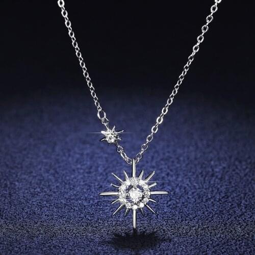 925 Silver Pendant 0.1 Ct Moissanite Necklace Female Model Star Style Free Clavicle Chain Engagement Wedding Jewelry