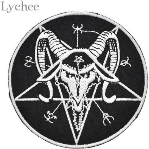 Lychee Black Star Embroidered Iron On Patches For Clothing Cartoon Motif Applique Sticker For Clothes