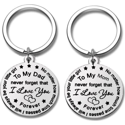 Trendy Stainless Steel Keychain Engraved To My Son Daughter forever Love Mom Keyring Key Chains Charm Love Pendant Jewelry Gift