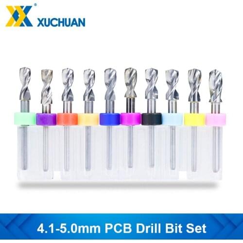 10pcs 4.1-5.0mm Carbide PCB Drill Bit Set 3.175mm （1/8）Shank PCB Print Circuit Board Drill Bit Set Drilling Tool