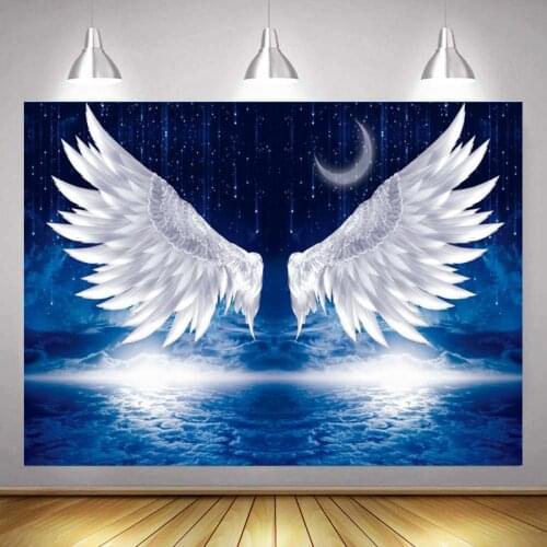 Under The Moonlight Princess White Wings Blue Background Girl Birthday Party Scene Decorated Photo Studio Photography Cloth