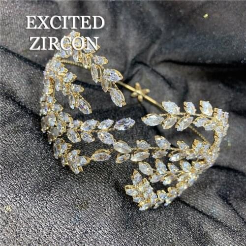 Luxury fashion zircon crystal bridal crown tiara women new fashion elegant head chain princess accessories banquet jewelry