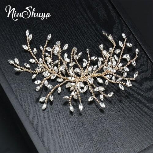 NiuShuya Luxury Handmade Rhinestone Hairwear Bridal Headbands Tiara Wedding Hair Accessories Floral Crystal Headpiece