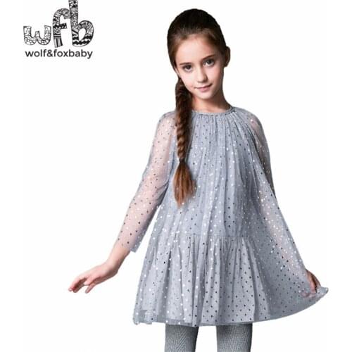 Retail 3-10 years dress mesh Sequin Princess dress bling kids children spring summer autumn fall