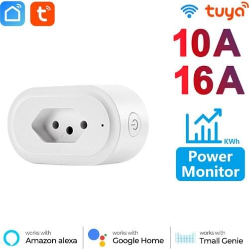 Brazil Smart Socket WIFi Smart Plug With Tuya SmartLife Power Timer Voice Control 16A Power Monitor Work For Alexa Google Home