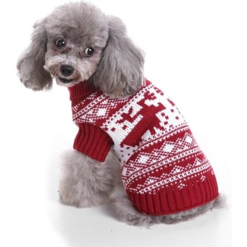 Dog sweater pet Christmas sweater knitted high collar pet clothes sweater