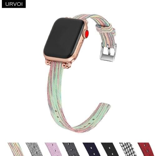 URVOI Canvas band for Apple Watch series 6 SE 5 4 321 strap fabric wrist for iwatch slim wrist modern design gift for girls