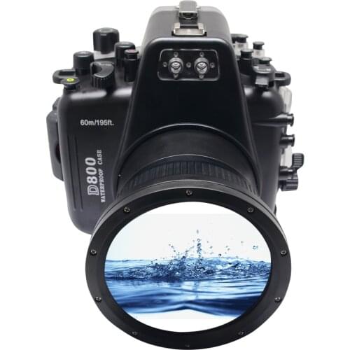 Meikon 60M/195ft Camera Underwater Housing Waterproof Case For Nikon D800 with Inbuilt Leak Detection Alarm Buzzer Sensor