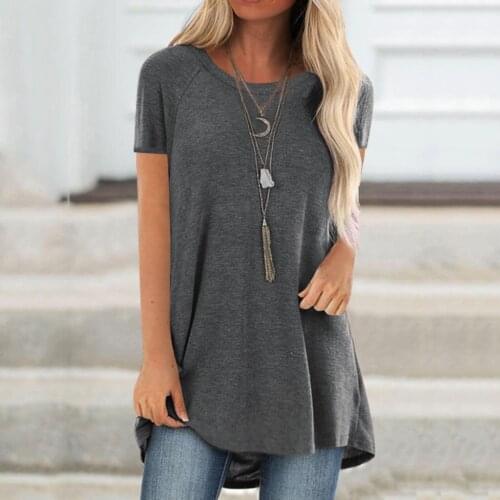 Women Short Sleeve Round Neck Solid Color T-shirt Blouse Top Fashion Casual Classic Daily All-match Lovely Girls Loose T-shirt