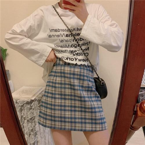 Skirts Women Mini Harajuku High Waist Sweet Girls Plaid Simple Students Summer Slim Skirt Female Daily Empire A-Line All-match