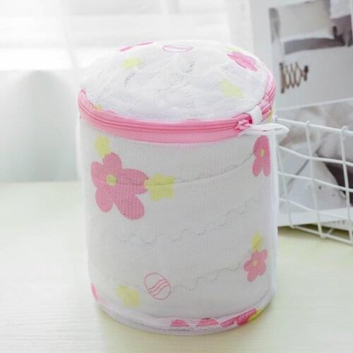 1Pc Foldable Storage Bag With Stent Bra Wash Bags Ventilation 17*20CM Circular Design Nylon Printing Pattern