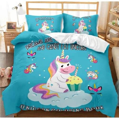 2/3 Pcs unicorn 3D Ditital Duvet Cover Sets Bed Set unicorn Quilt Comforter Covers Queen Bedding Set King Size