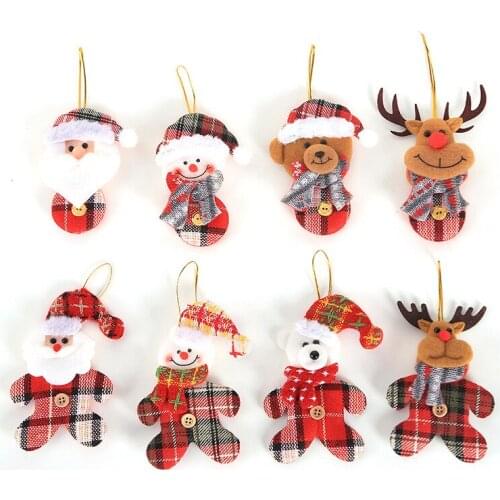 2020 Merry Christmas Ornament plush snowman accessory Craft New Year DIY Santa Claus Pendants Home Furnishing Tree Decoration