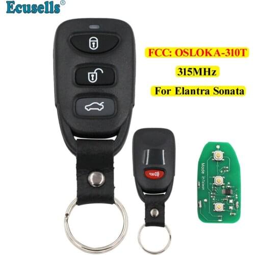 3+1/4 Buttons Remote Key transmitter control fob 315MHz for Hyundai Elantra Sonata 2007-2010