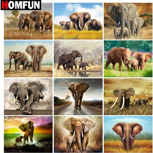 HOMFUN 3D Diamond Painting "Animal elephant" DIY Full Rhinestones Drill Cross-stitch Kits Square Round Diamond Embroidery