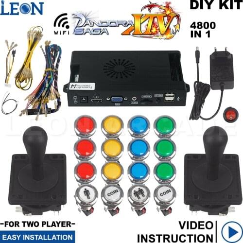 Arcade Machine Diy Kit Pandora Box Saga 14 American Arcade Joystick Panel Chrome Plating Illuminated Wiring Arcade Button Led