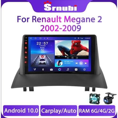 T10 Carplay Android 10 For Renault Megane 2 2002 - 2009 Car Radio Multimedia Video Player GPS Navigation 2 Din FM Wifi 4G Stereo