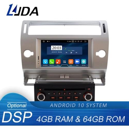 LJDA Android 10 Car DVD Player For Citroen C4 Quatre Triumph Multimedia GPS Navigation Auto 1Din Car Radio Stereo 4G+64G Stereo